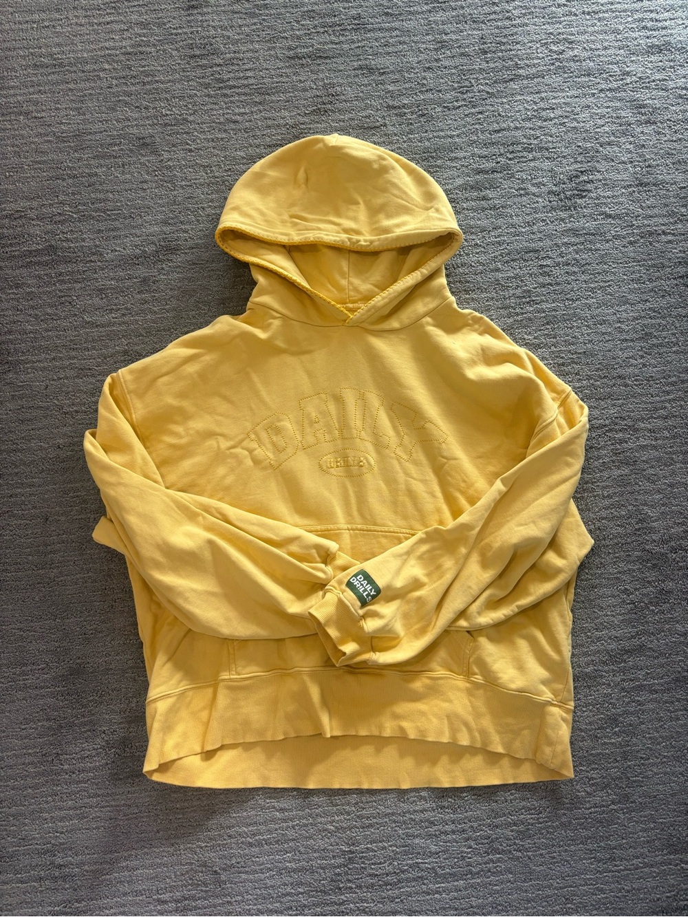 Daily Drills Sunny Yellow Embroidered Hoodie